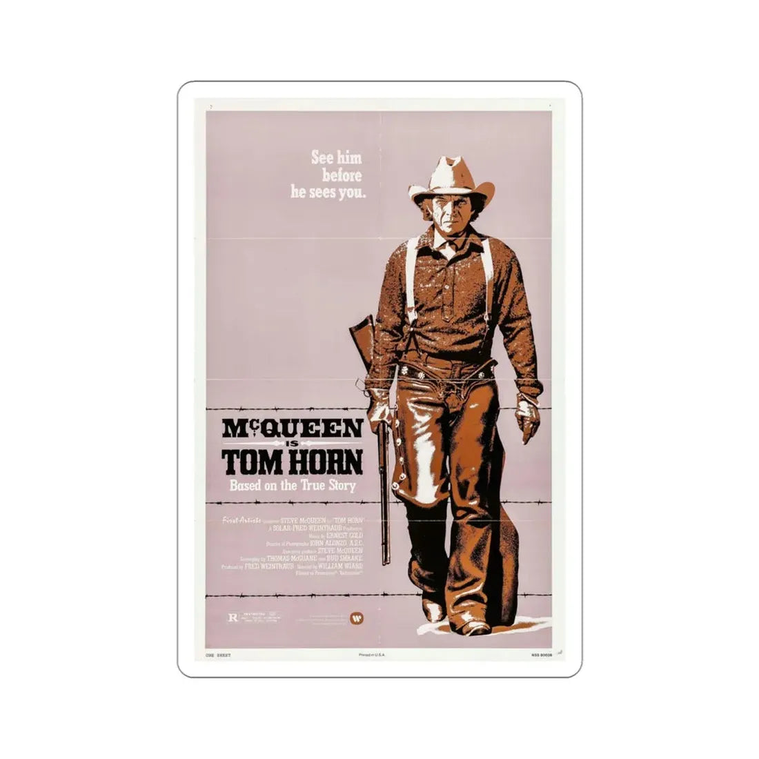 Tom Horn 1980 Movie Poster STICKER Vinyl Die-Cut Decal 4 Inch - The Sticker Space