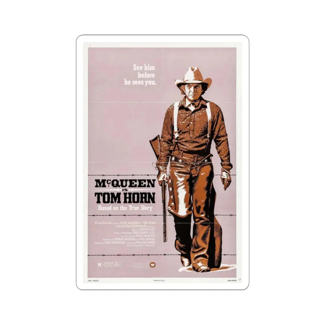 Tom Horn 1980 Movie Poster - STICKER Vinyl Kiss-Cut Decal 3 Inch White - The Sticker Space