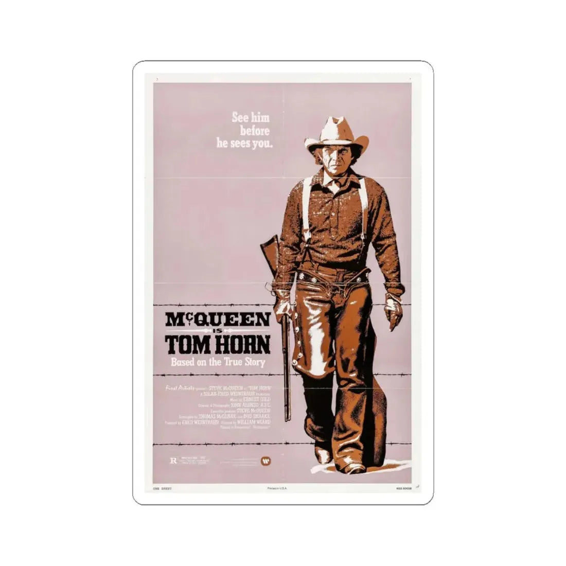 Tom Horn 1980 Movie Poster - STICKER Vinyl Kiss-Cut Decal 6 Inch White - The Sticker Space