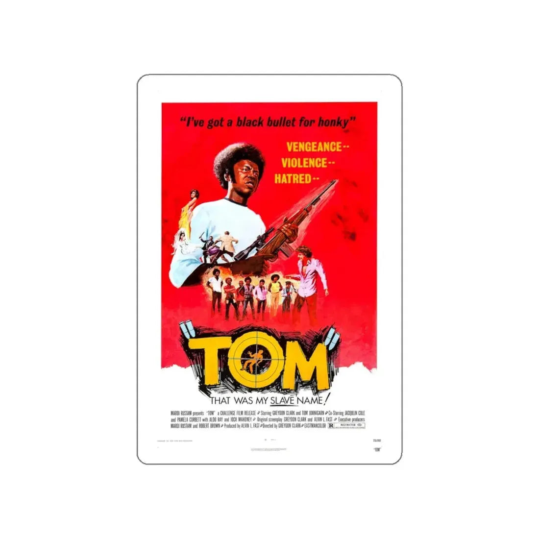 TOM (THE BAD BUNCH) 1973 Movie Poster STICKER Vinyl Die-Cut Decal 6 Inch - The Sticker Space