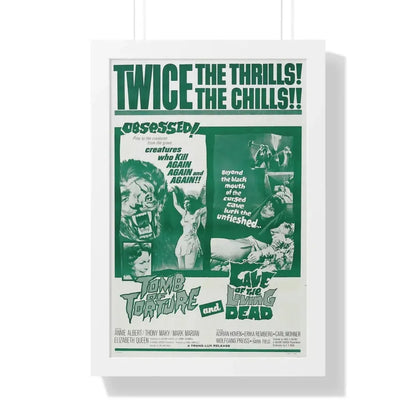 TOMB OF TORTURE + CAVE OF THE LIVING DEAD 1963 - Framed Movie Poster 16″ x 24″ White - The Sticker Space