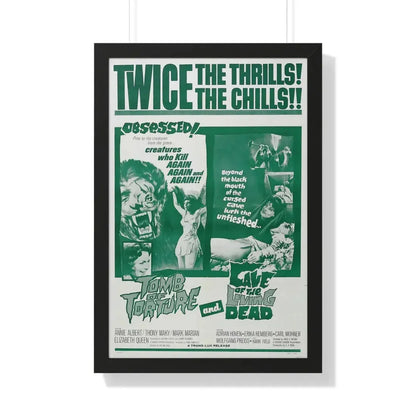 TOMB OF TORTURE + CAVE OF THE LIVING DEAD 1963 - Framed Movie Poster 20" x 30" Black - The Sticker Space