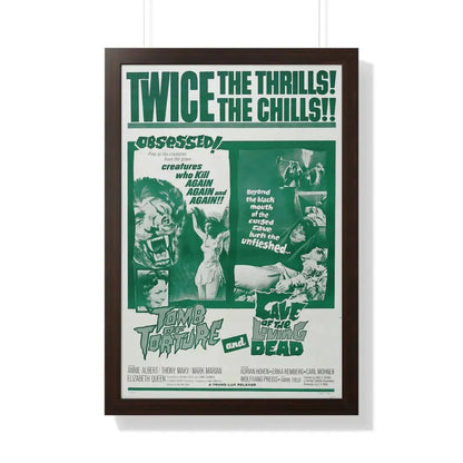 TOMB OF TORTURE + CAVE OF THE LIVING DEAD 1963 - Framed Movie Poster 20" x 30" Walnut - The Sticker Space