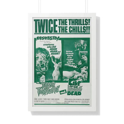 TOMB OF TORTURE + CAVE OF THE LIVING DEAD 1963 - Framed Movie Poster 20" x 30" White - The Sticker Space