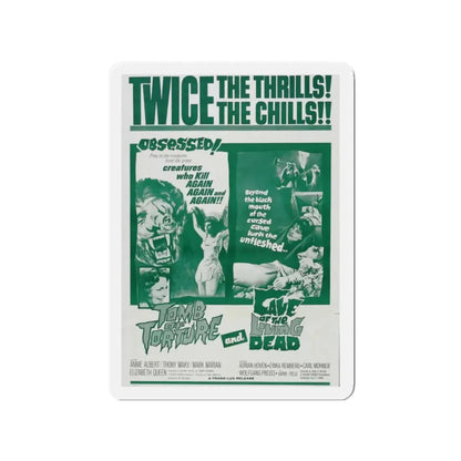 TOMB OF TORTURE + CAVE OF THE LIVING DEAD 1963 Movie Poster - Refrigerator Magnet 2 Inch - The Sticker Space