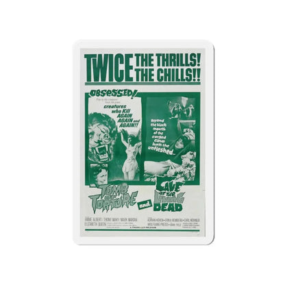 TOMB OF TORTURE + CAVE OF THE LIVING DEAD 1963 Movie Poster - Refrigerator Magnet 4 Inch - The Sticker Space