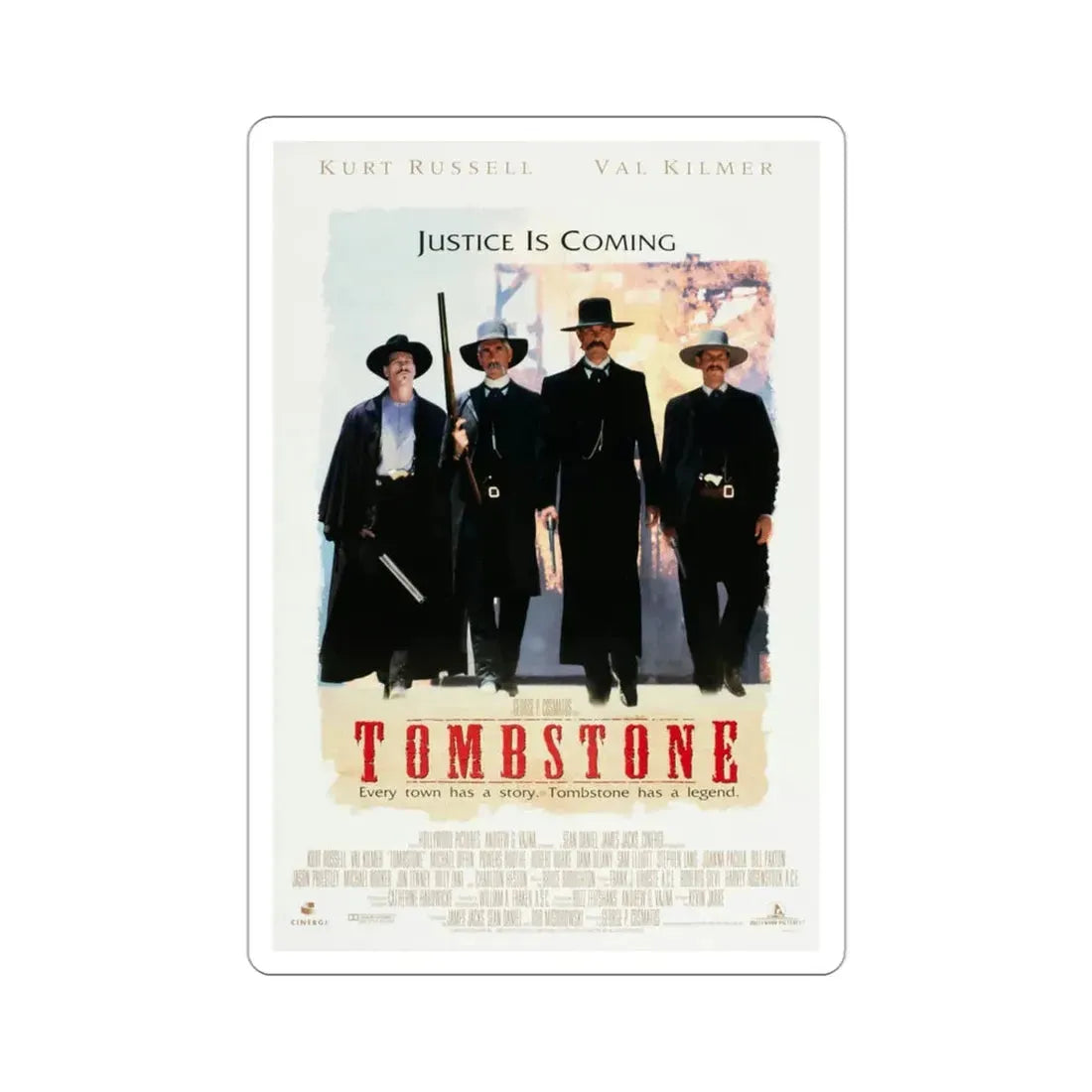 Tombstone 1993 Movie Poster STICKER Vinyl Die-Cut Decal 3 Inch - The Sticker Space