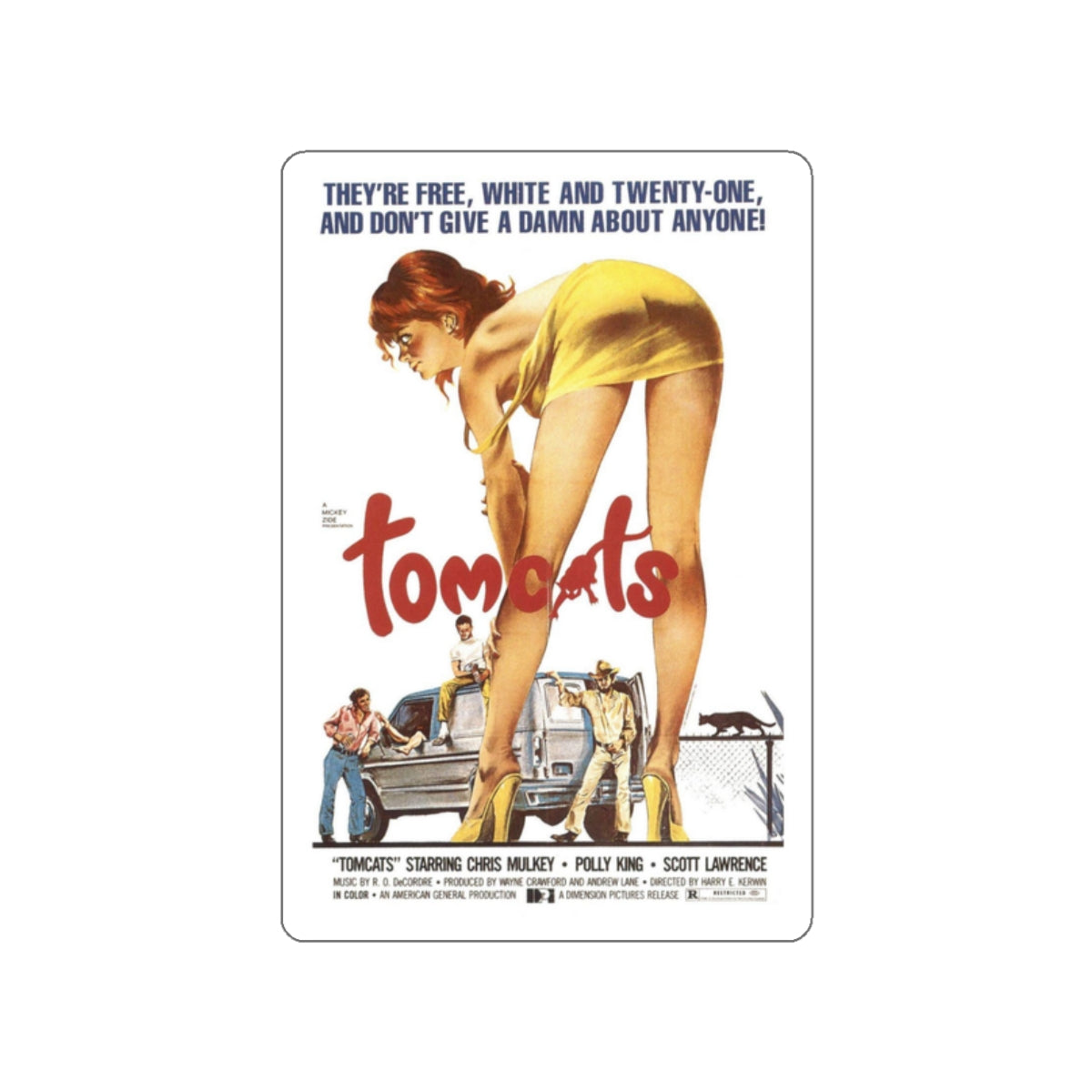 TOMCATS 1976 Movie Poster STICKER Vinyl Die-Cut Decal-White-The Sticker Space