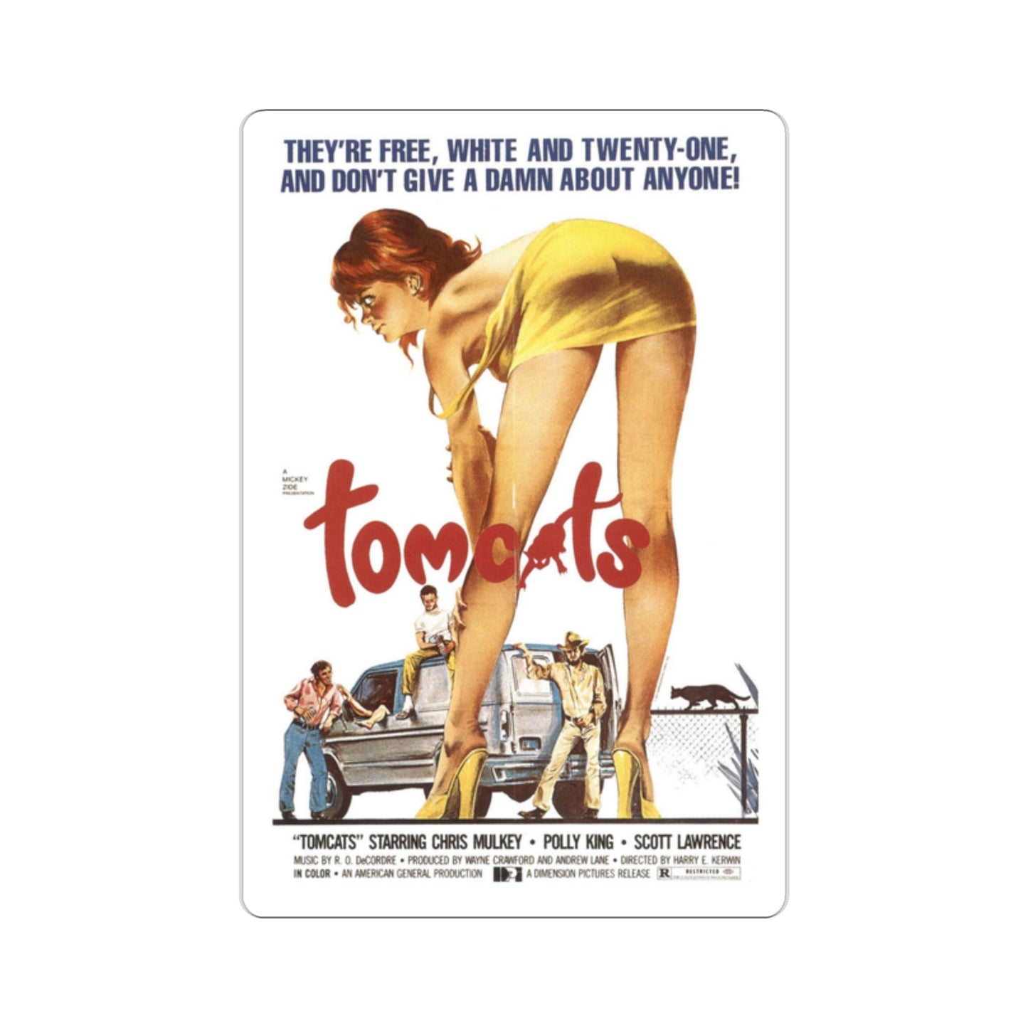 Tomcats aka Deadbeat 1976 Movie Poster STICKER Vinyl Die-Cut Decal-2 Inch-The Sticker Space