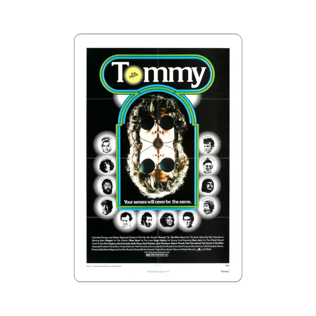 Tommy 1975 Movie Poster - STICKER Vinyl Kiss-Cut Decal 4 Inch White - The Sticker Space