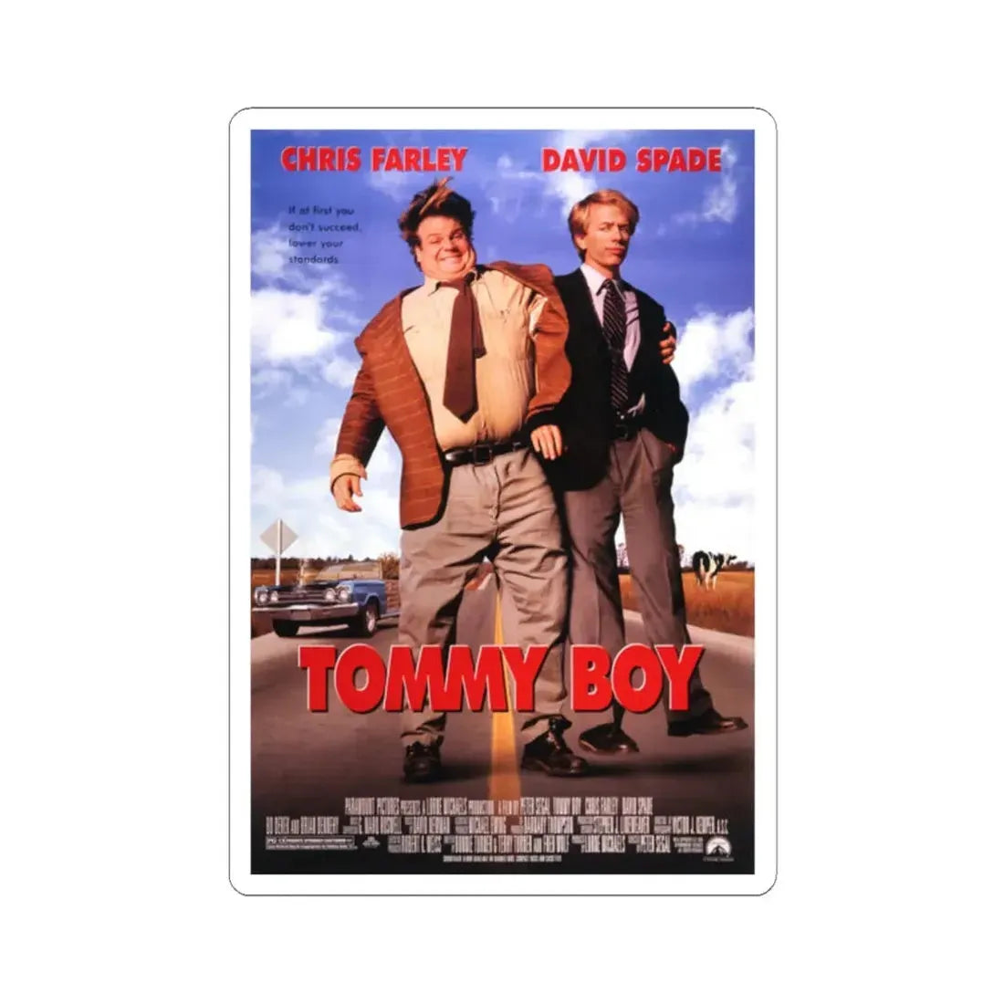 Tommy Boy 1995 Movie Poster - STICKER Vinyl Kiss-Cut Decal 2 Inch White - The Sticker Space