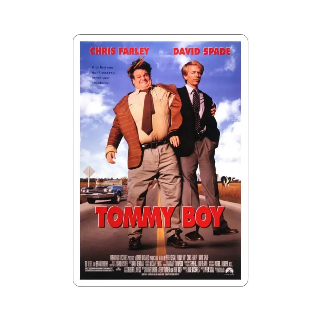 Tommy Boy 1995 Movie Poster - STICKER Vinyl Kiss-Cut Decal 3 Inch White - The Sticker Space