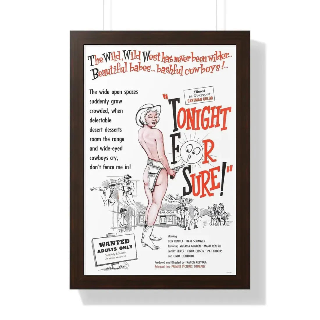 TONIGHT FOR SURE 1962 - Framed Movie Poster 16″ x 24″ Walnut - The Sticker Space