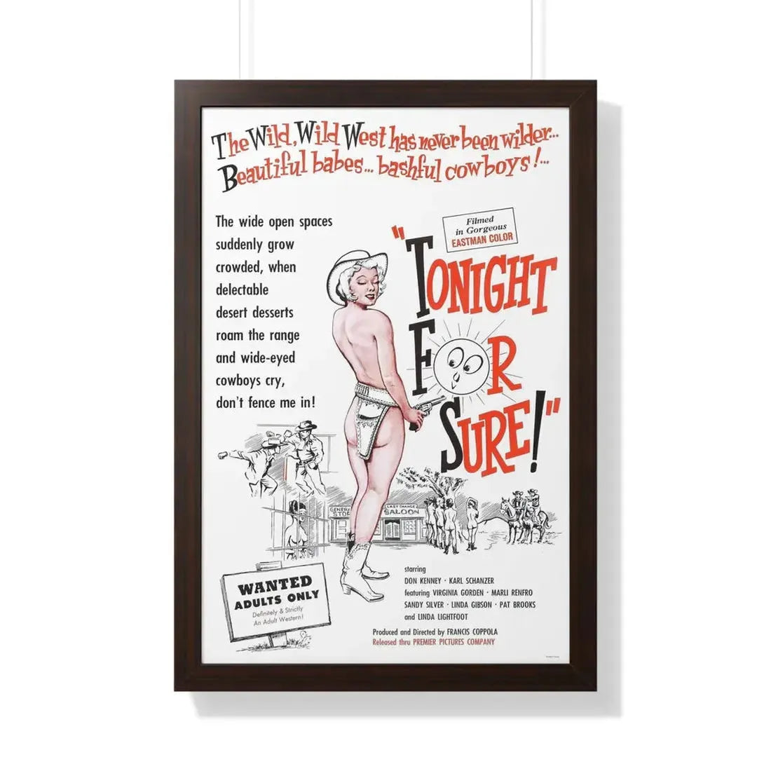 TONIGHT FOR SURE 1962 - Framed Movie Poster 20" x 30" Walnut - The Sticker Space