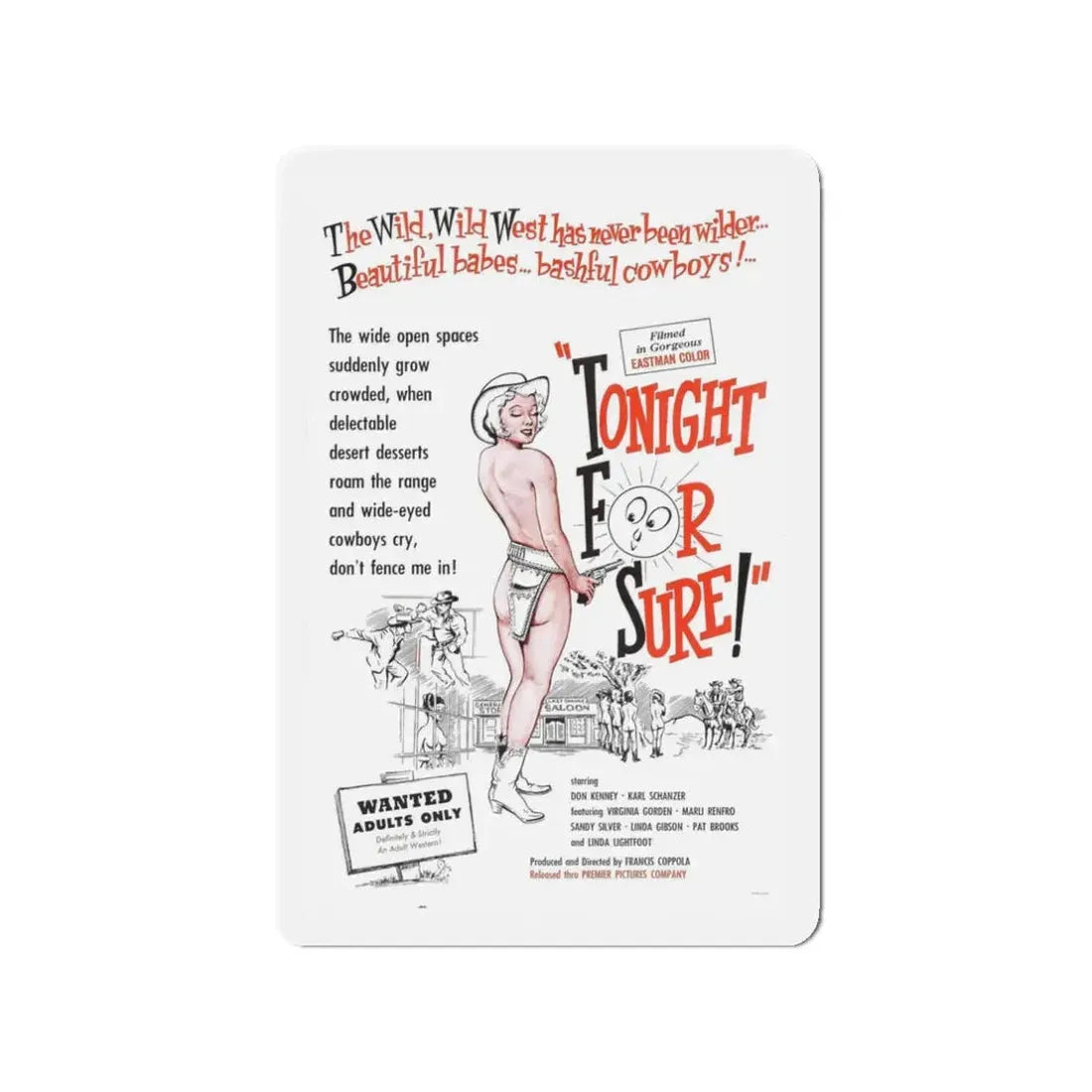 TONIGHT FOR SURE 1962 Movie Poster - Refrigerator Magnet 3 Inch - The Sticker Space