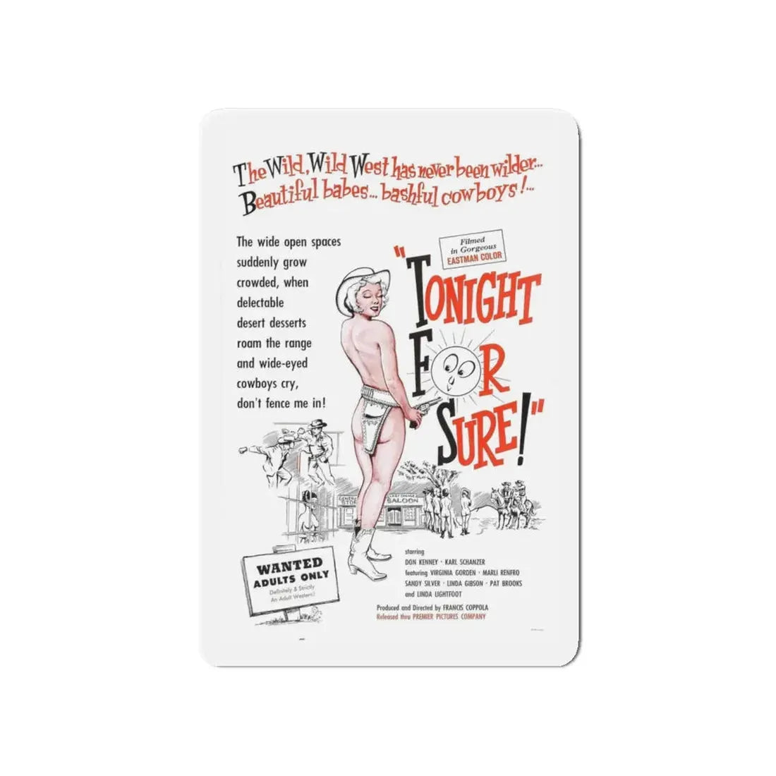 TONIGHT FOR SURE 1962 Movie Poster - Refrigerator Magnet 4 Inch - The Sticker Space