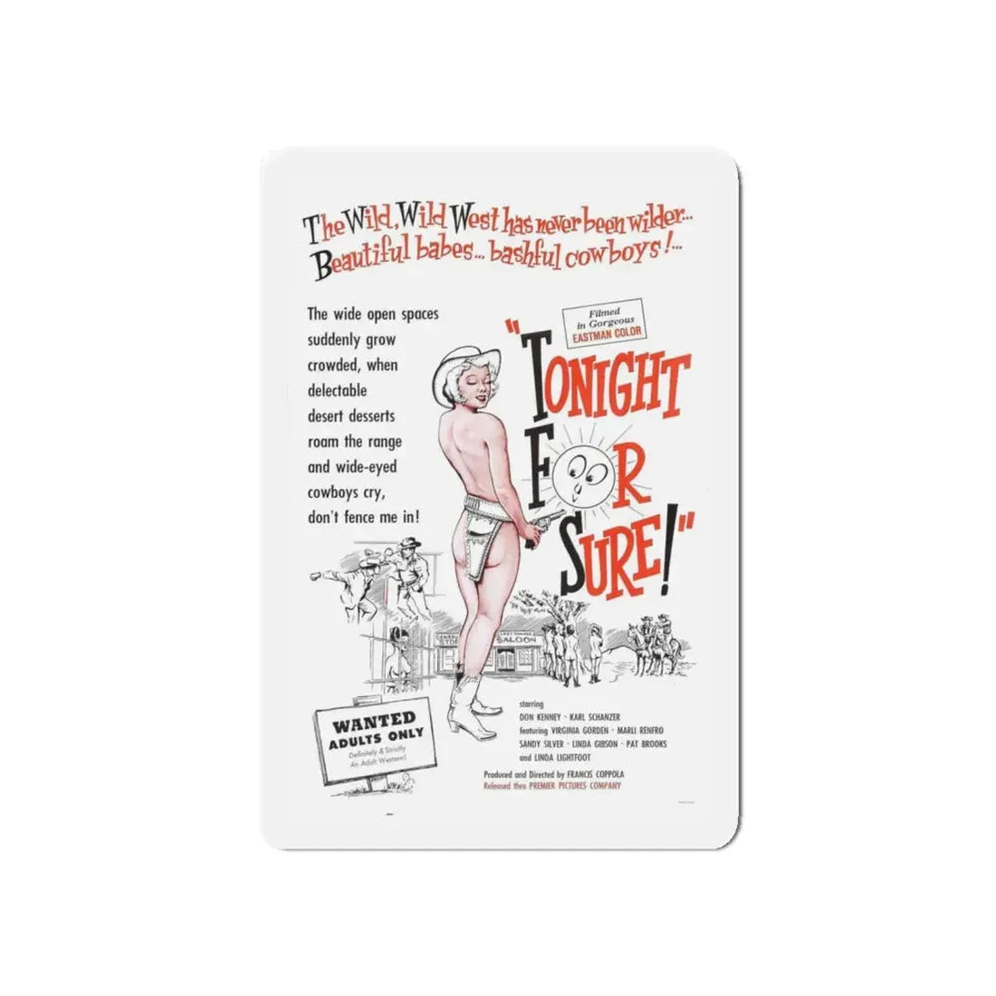 TONIGHT FOR SURE 1962 Movie Poster - Refrigerator Magnet 5 Inch - The Sticker Space
