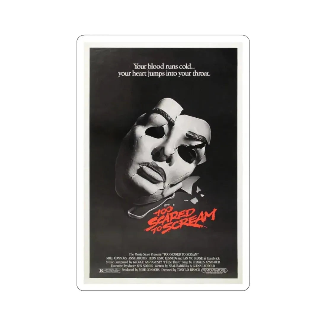 TOO SCARED TO SCREAM 1984 Movie Poster - STICKER Vinyl Kiss-Cut Decal 4 Inch White - The Sticker Space