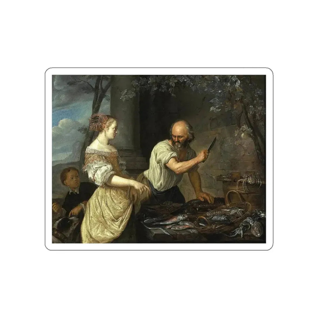 TOORENVLIET, Jacob - A Fish Seller (Artwork) STICKER Vinyl Die-Cut Decal White Die-Cut 6 Inch - The Sticker Space