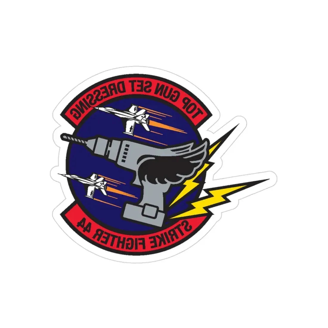 Top Gun Strike Fiighter 44 (U.S. Navy) REVERSE PRINT Transparent Die-Cut STICKER 3 Inch Die-Cut Transparent - The Sticker Space