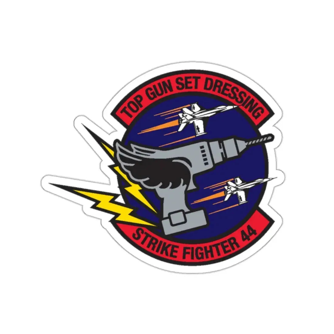 Top Gun Strike Fiighter 44 (U.S. Navy) STICKER Vinyl Kiss-Cut Decal 2 Inch White - The Sticker Space