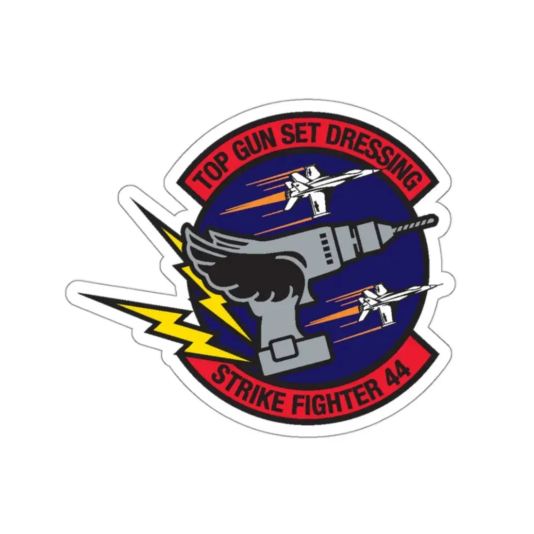Top Gun Strike Fiighter 44 (U.S. Navy) STICKER Vinyl Kiss-Cut Decal 3 Inch White - The Sticker Space