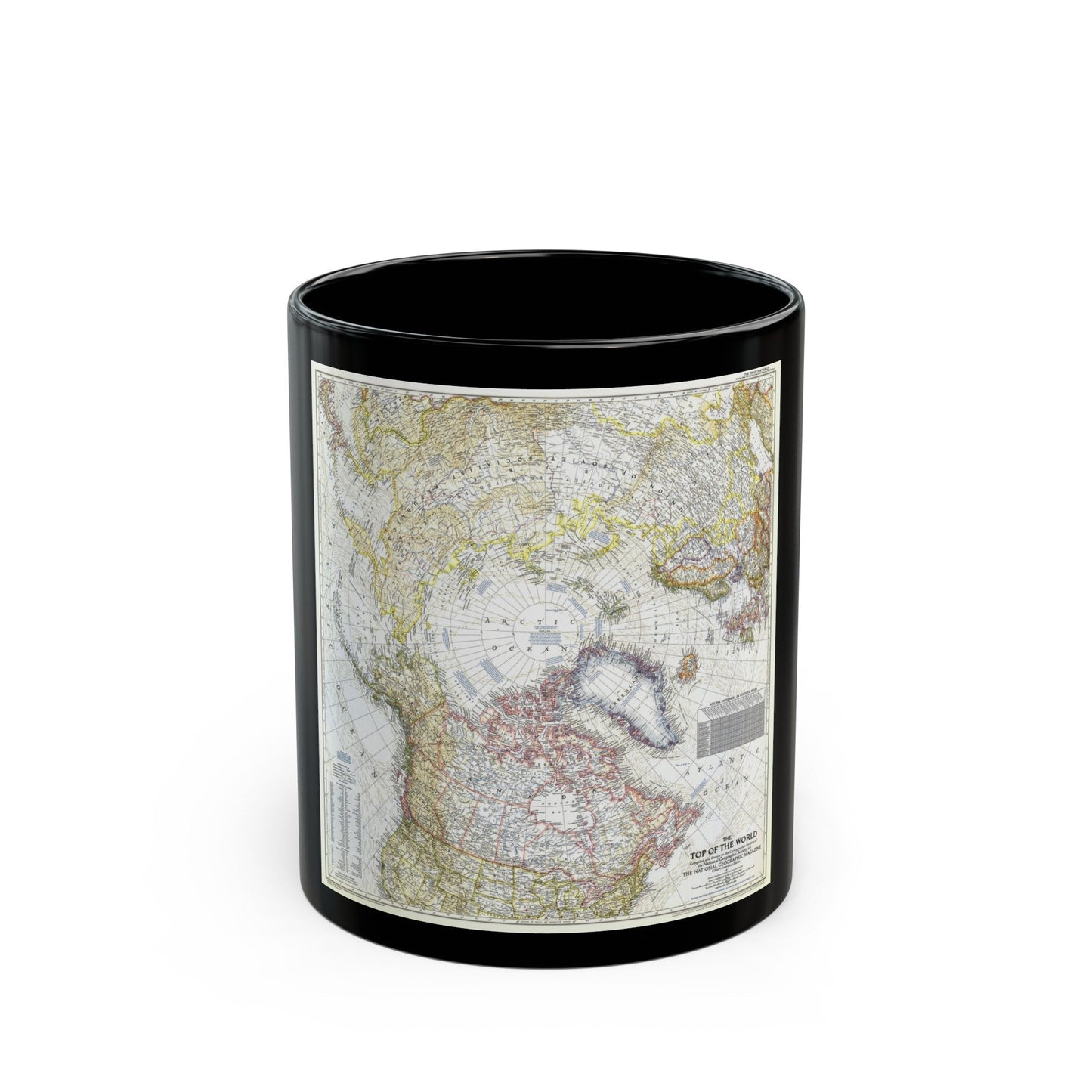 Top Of The World (1949) (Map) Black Coffee Mug-11oz-The Sticker Space