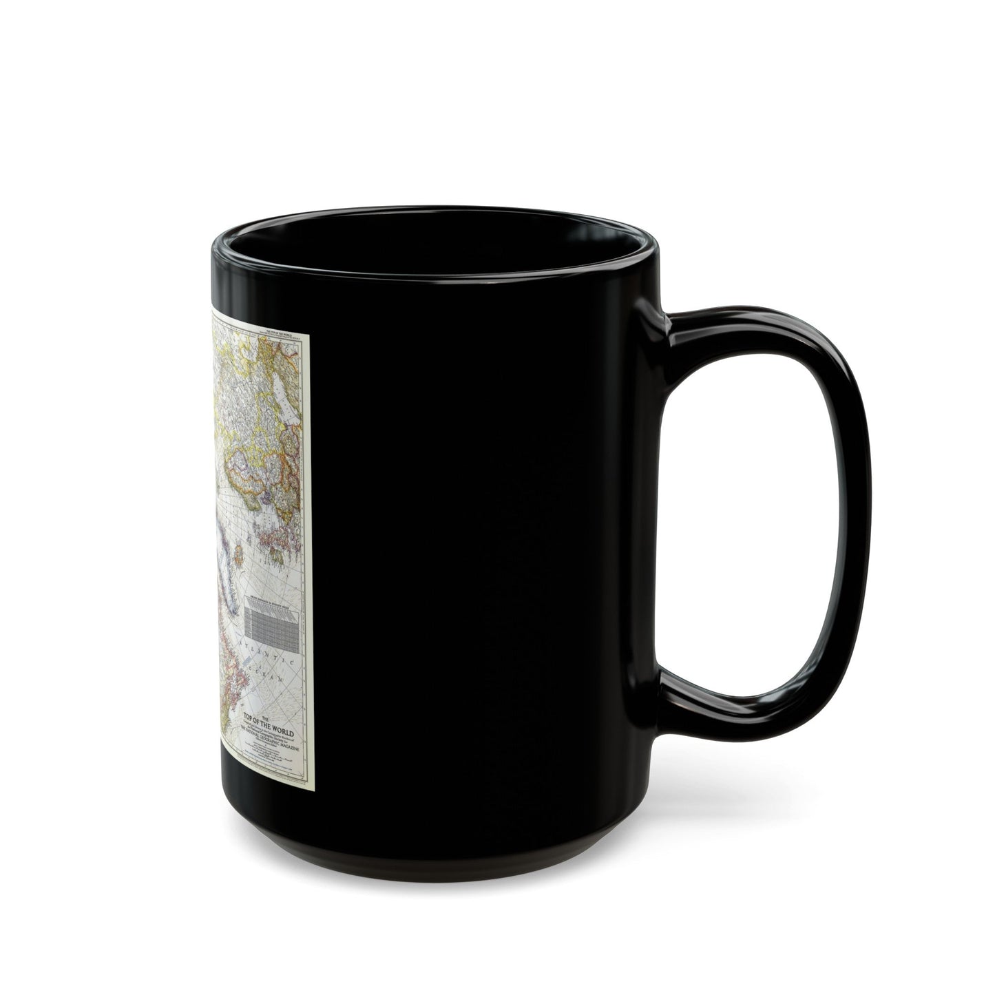 Top Of The World (1949) (Map) Black Coffee Mug-The Sticker Space