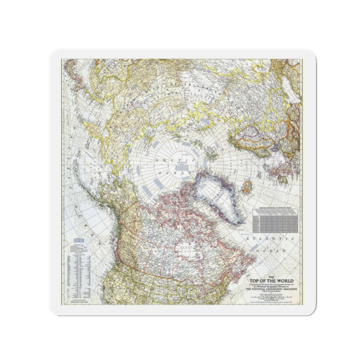 Top Of The World (1949) (Map) Refrigerator Magnet-2" x 2"-The Sticker Space