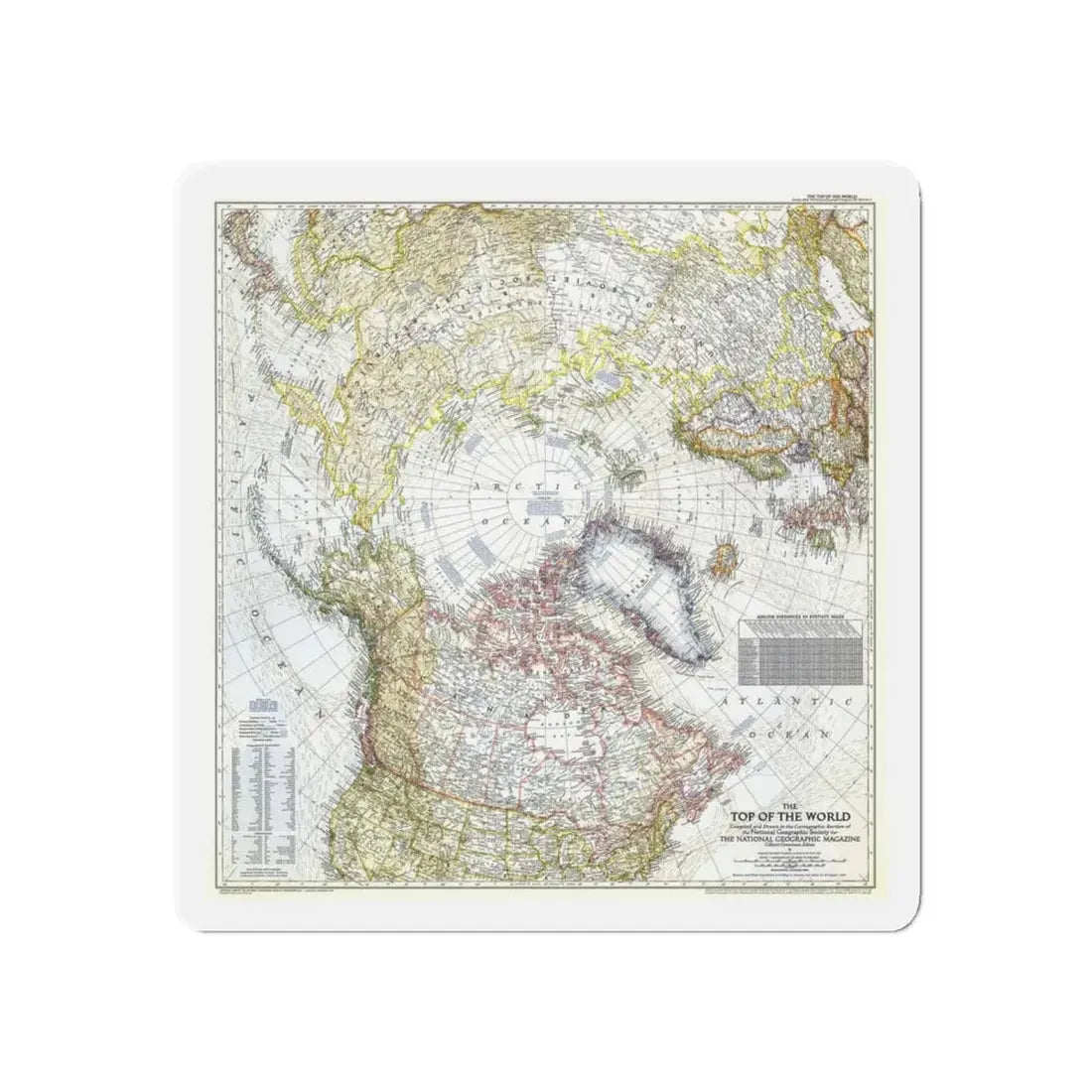 Top Of The World (1949) (Map) Refrigerator Magnet 5 Inch - The Sticker Space