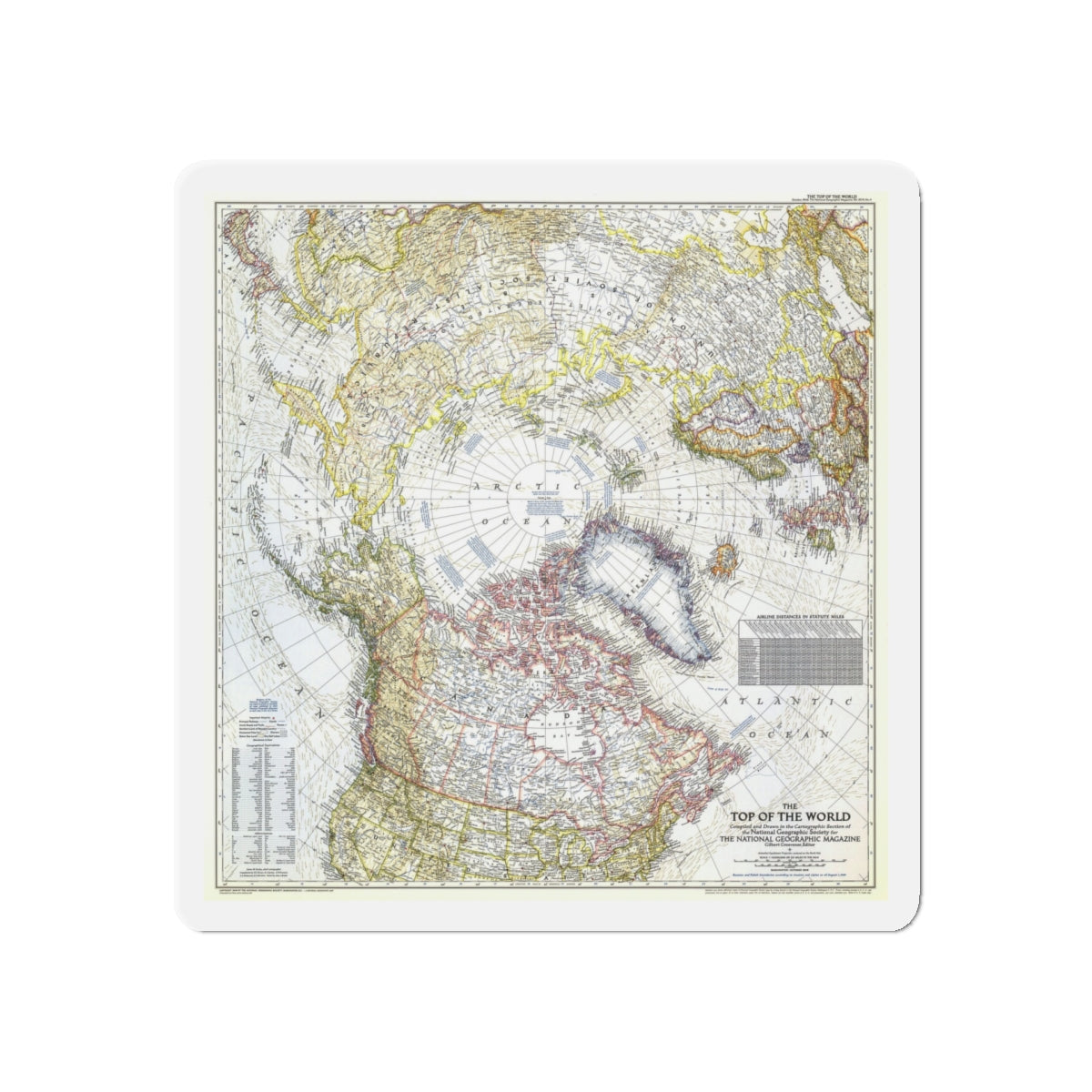 Top Of The World (1949) (Map) Refrigerator Magnet-5" x 5"-The Sticker Space