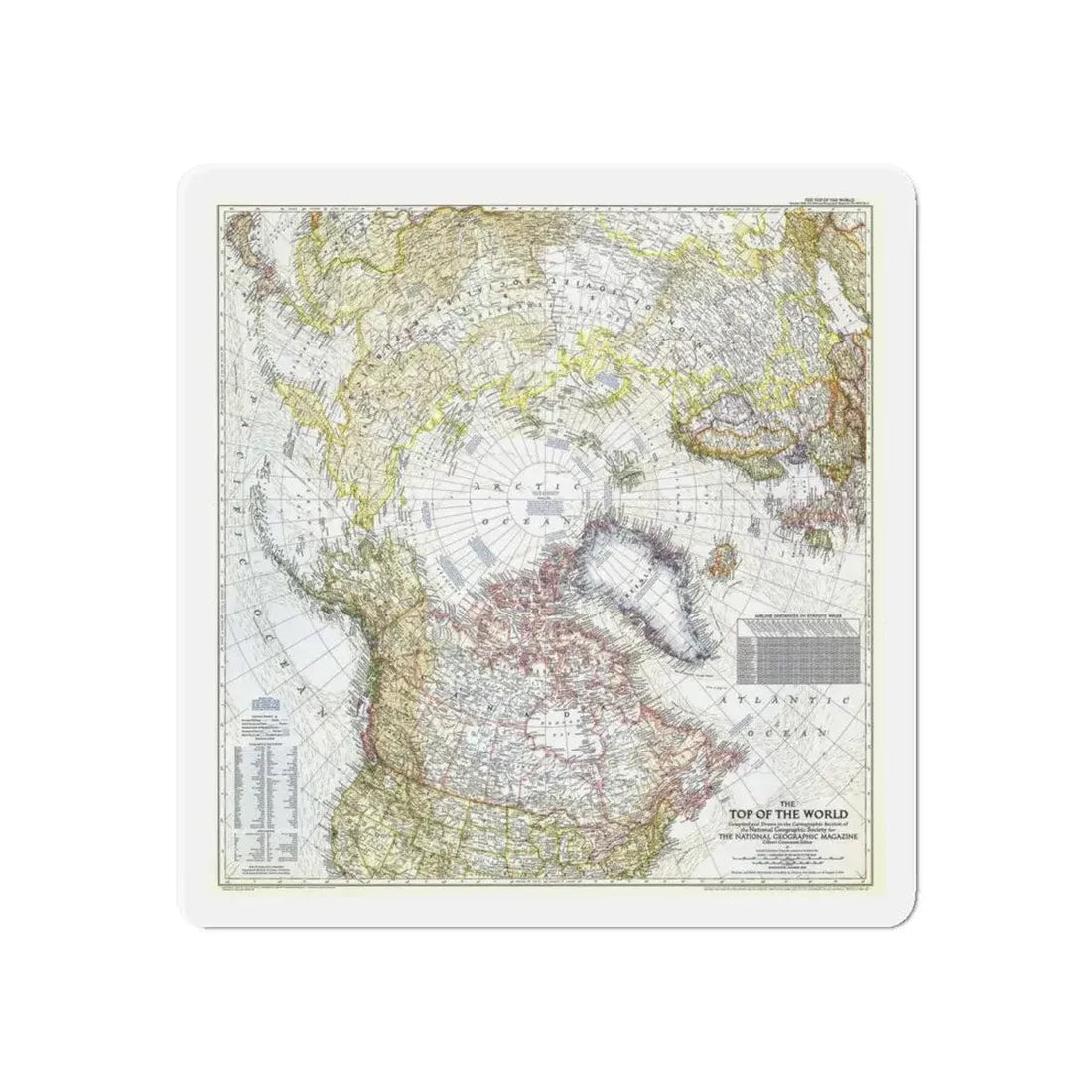 Top Of The World (1949) (Map) Refrigerator Magnet 6 Inch - The Sticker Space