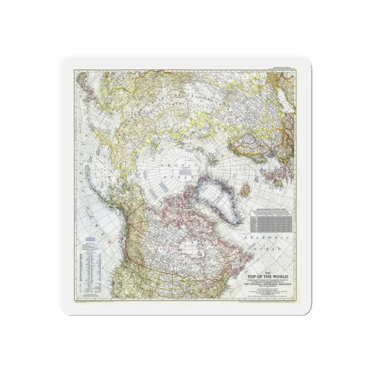 Top Of The World (1949) (Map) Refrigerator Magnet 6 Inch - The Sticker Space