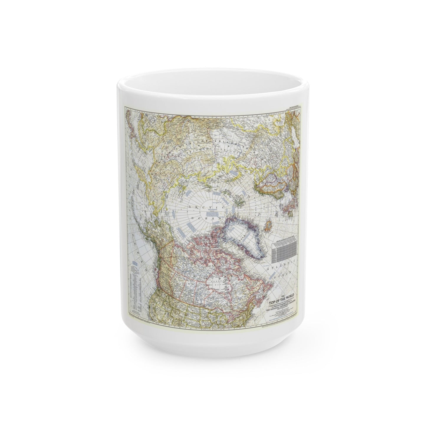 Top Of The World (1949) (Map) White Coffee Mug-15oz-The Sticker Space