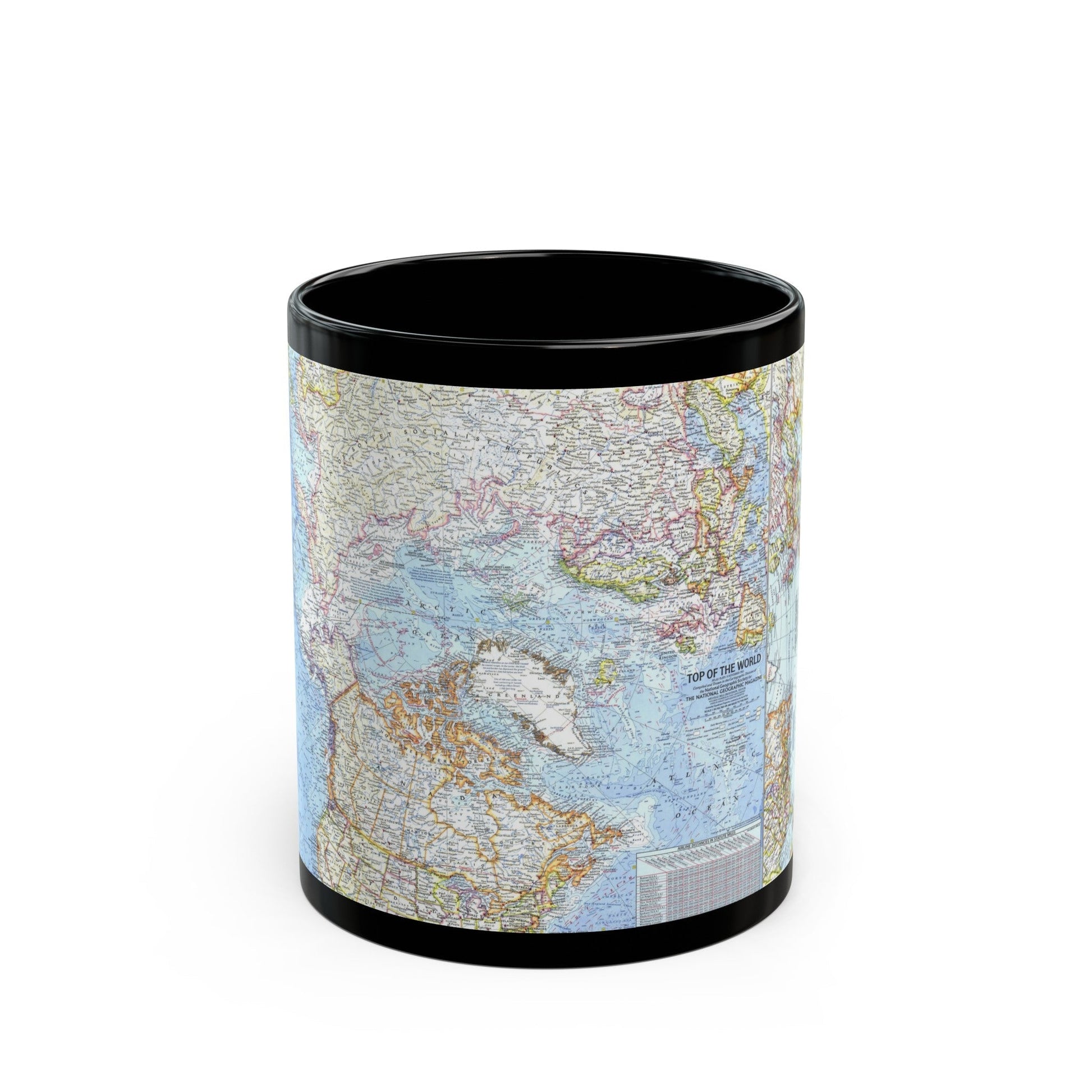 Top Of The World (1965) (Map) Black Coffee Mug-11oz-The Sticker Space