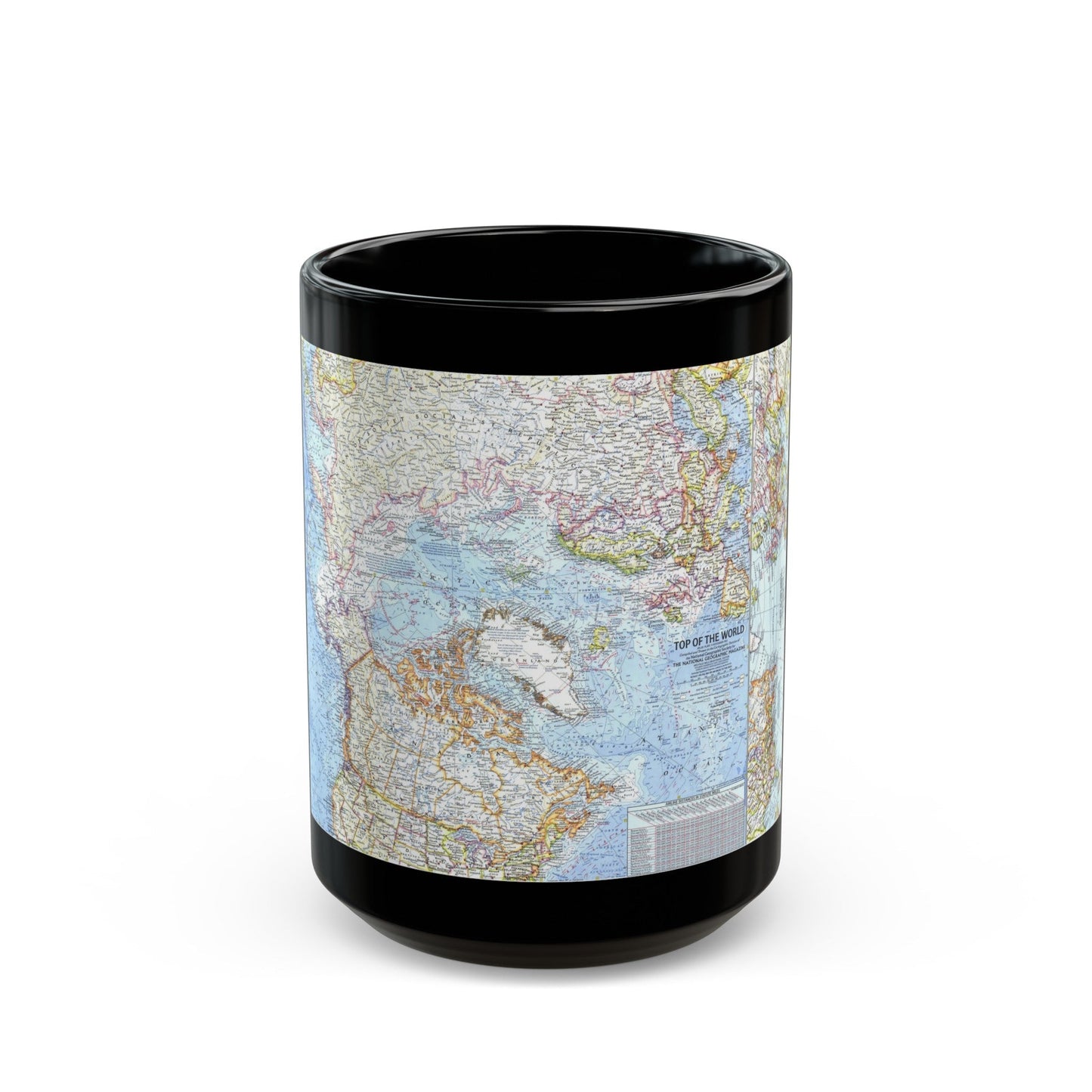 Top Of The World (1965) (Map) Black Coffee Mug-15oz-The Sticker Space