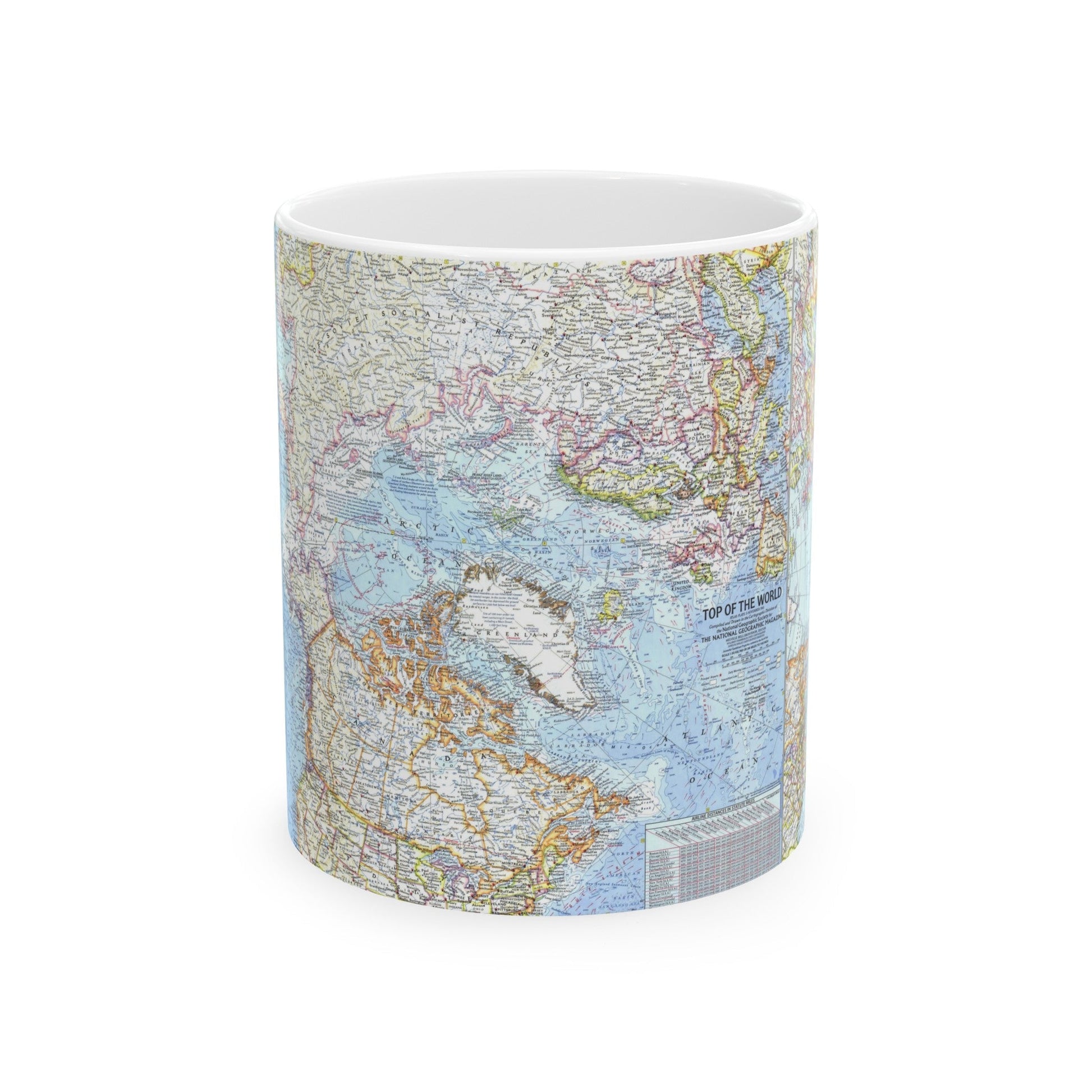 Top Of The World (1965) (Map) White Coffee Mug-11oz-The Sticker Space