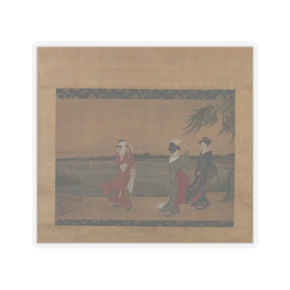 Torii Kiyonaga - Three Women on a Riverbank - early 19th century - STICKER Vinyl Kiss-Cut Decal