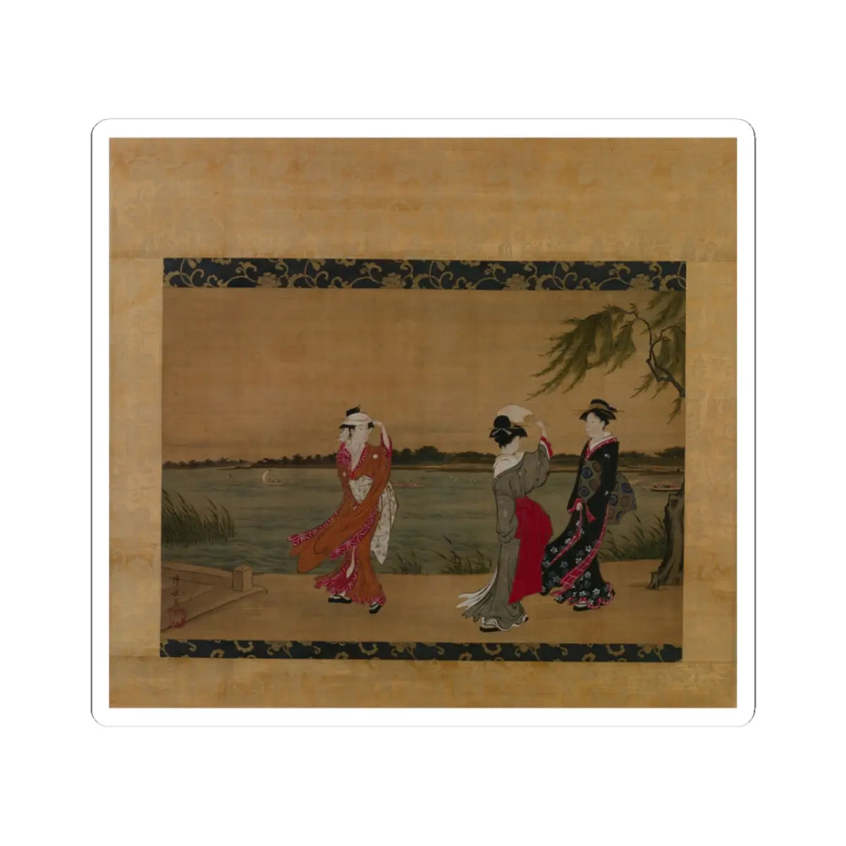 Torii Kiyonaga - Three Women on a Riverbank - early 19th century - STICKER Vinyl Kiss-Cut Decal