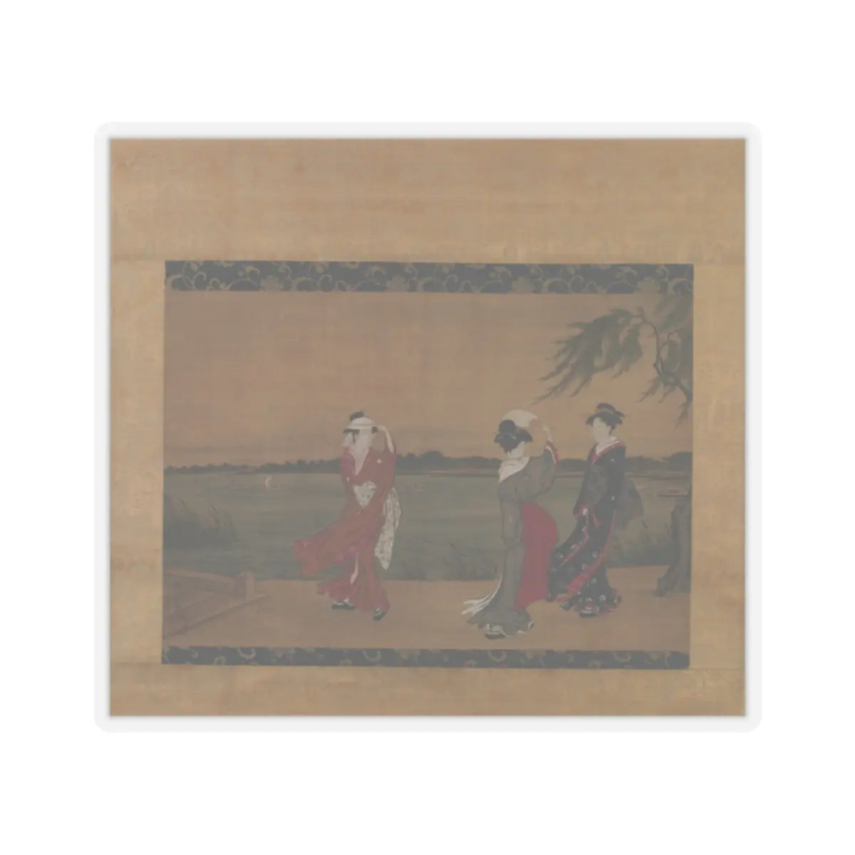 Torii Kiyonaga - Three Women on a Riverbank - early 19th century - STICKER Vinyl Kiss-Cut Decal