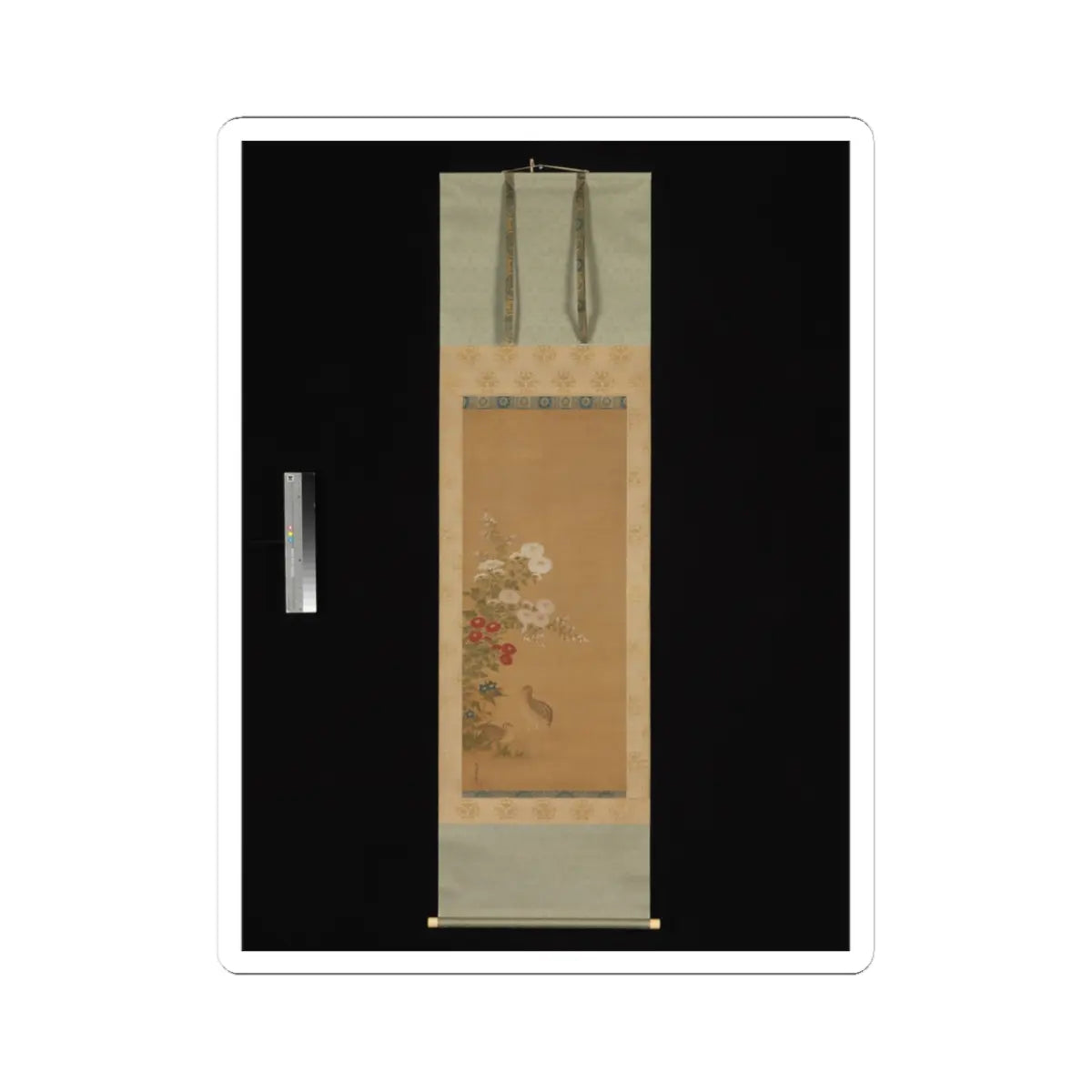 Tosa Mitsuoki - Quail and Autumn Flowers - late 17th century v2 - STICKER Vinyl Kiss-Cut Decal