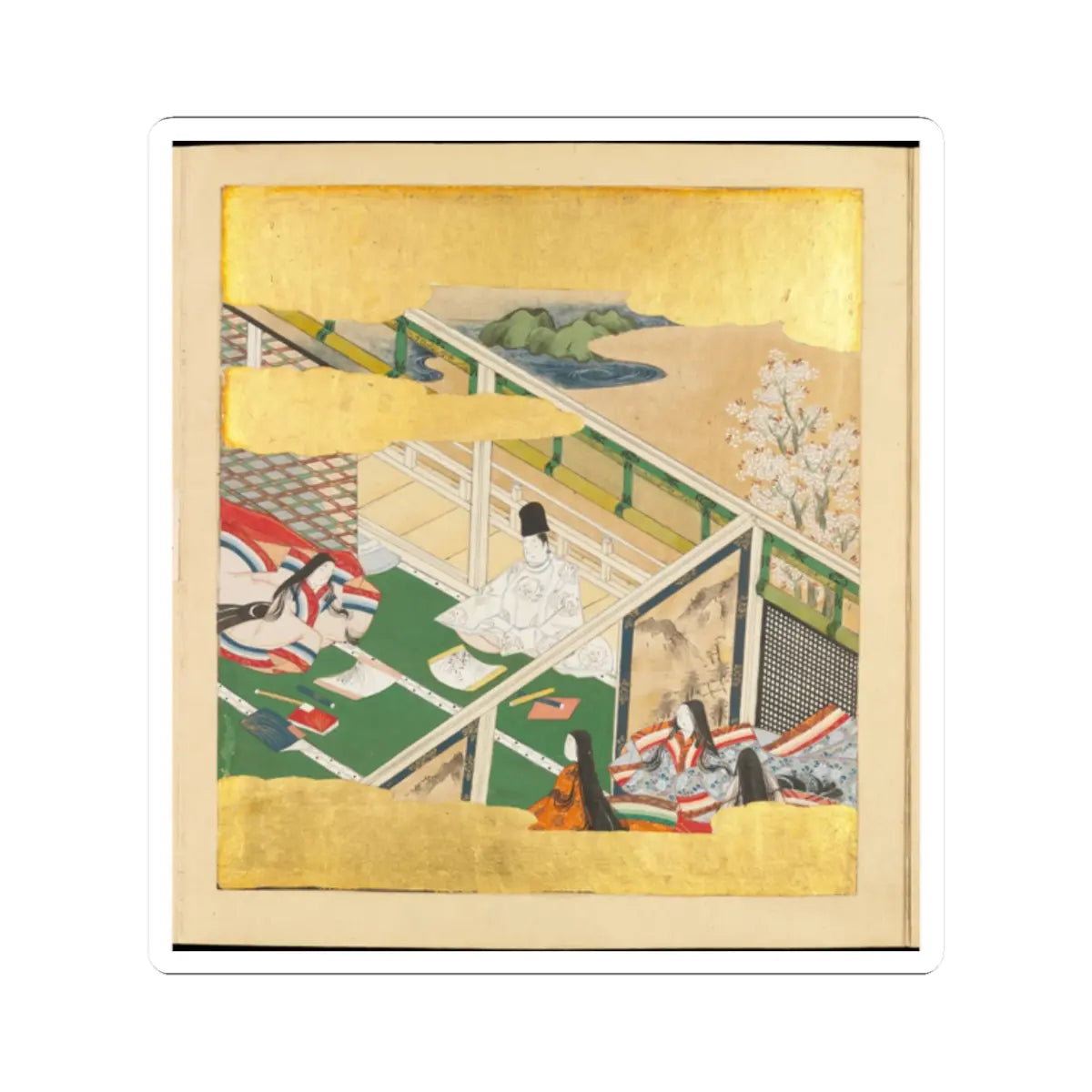 Tosa Mitsusada - The Tale of Genji (Genji Monogatari) - 17th century v35 - STICKER Vinyl Kiss-Cut Decal