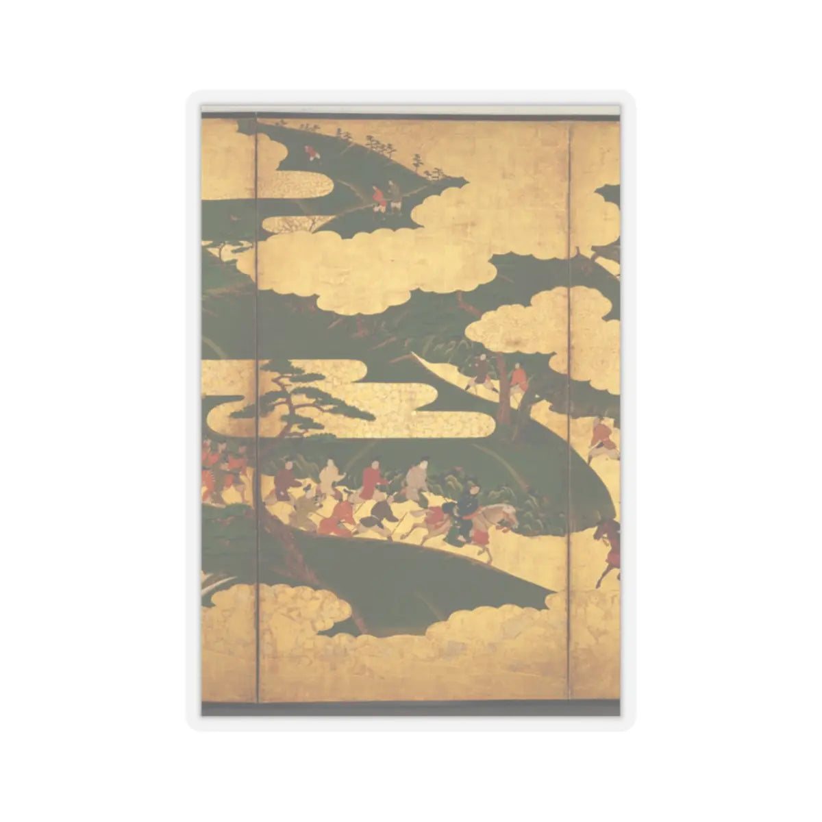 Tosa Mitsuyoshi - “An Imperial Excursion” (Miyuki), “A Boat Cast Adrift” (Ukifune), and “The Barrier Gate” - mid-16th–early 17th century v4 - STICKER Vinyl Kiss-Cut Decal