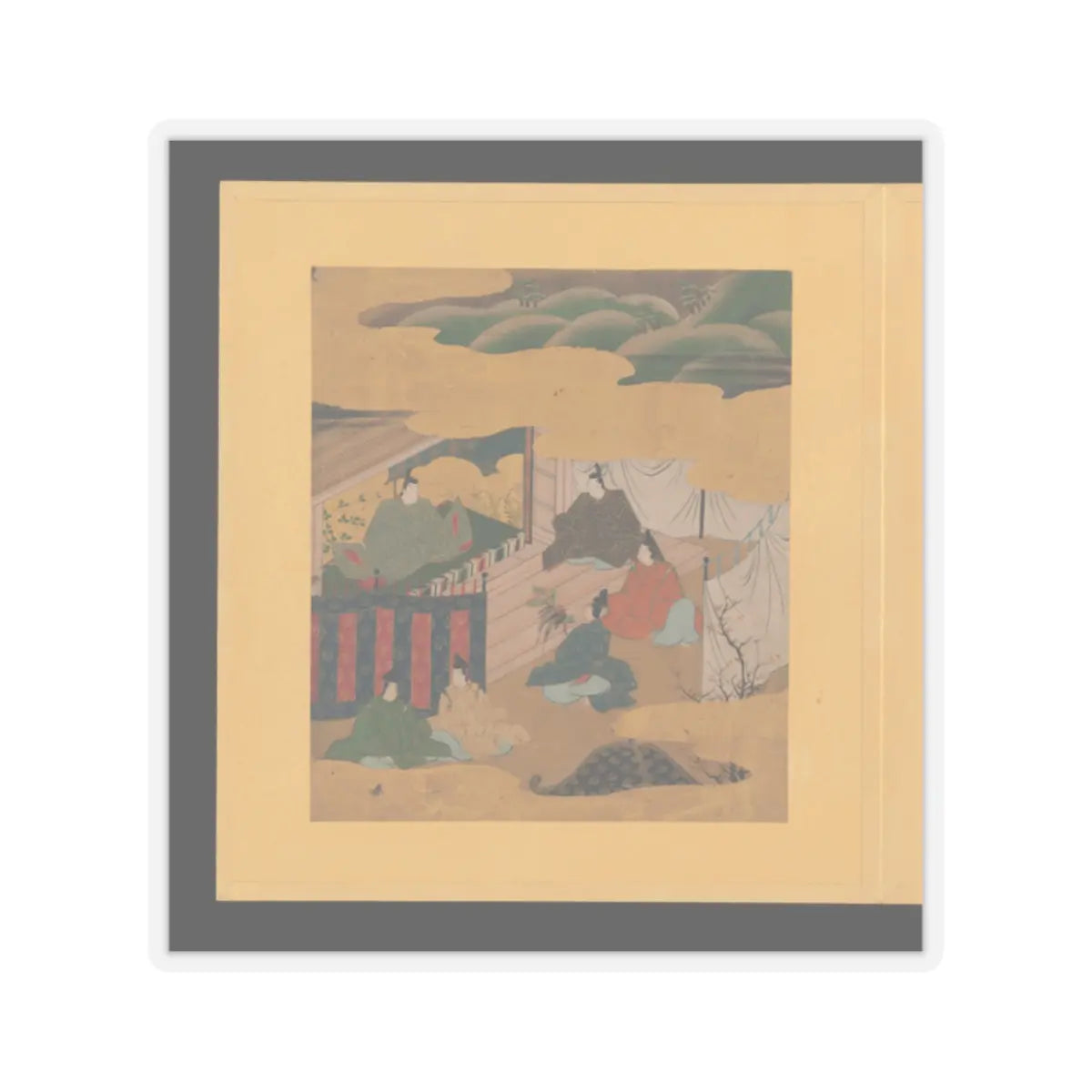 Tosa School - Scenes and Calligraphic Excerpts from The Tale of Genji - early 17th century v13 - STICKER Vinyl Kiss-Cut Decal