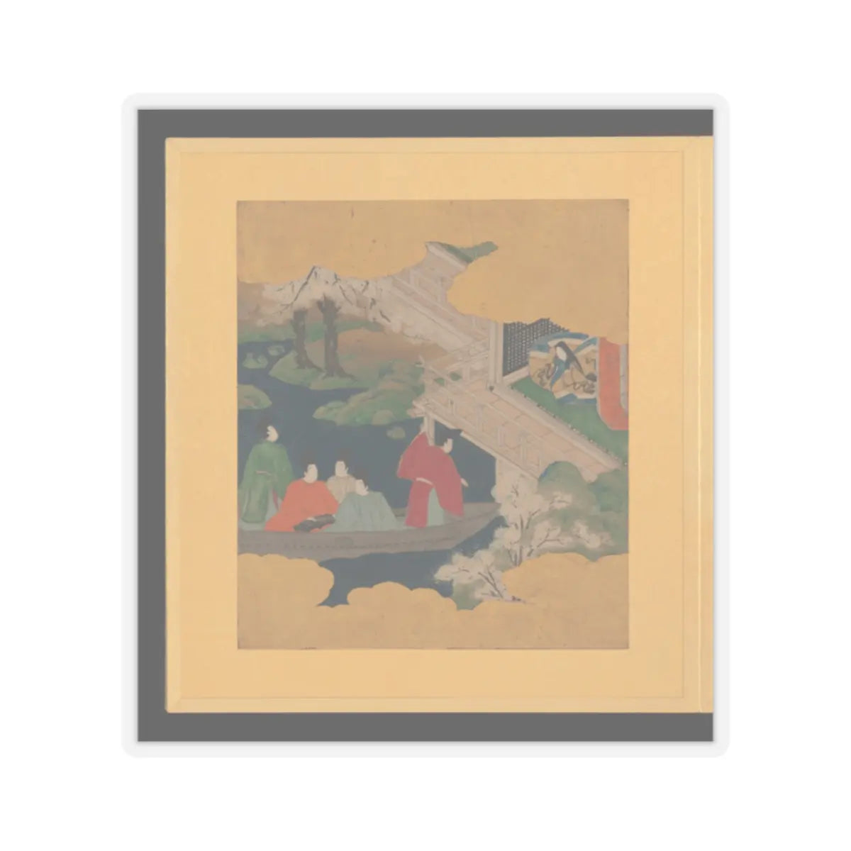 Tosa School - Scenes and Calligraphic Excerpts from The Tale of Genji - early 17th century v45 - STICKER Vinyl Kiss-Cut Decal
