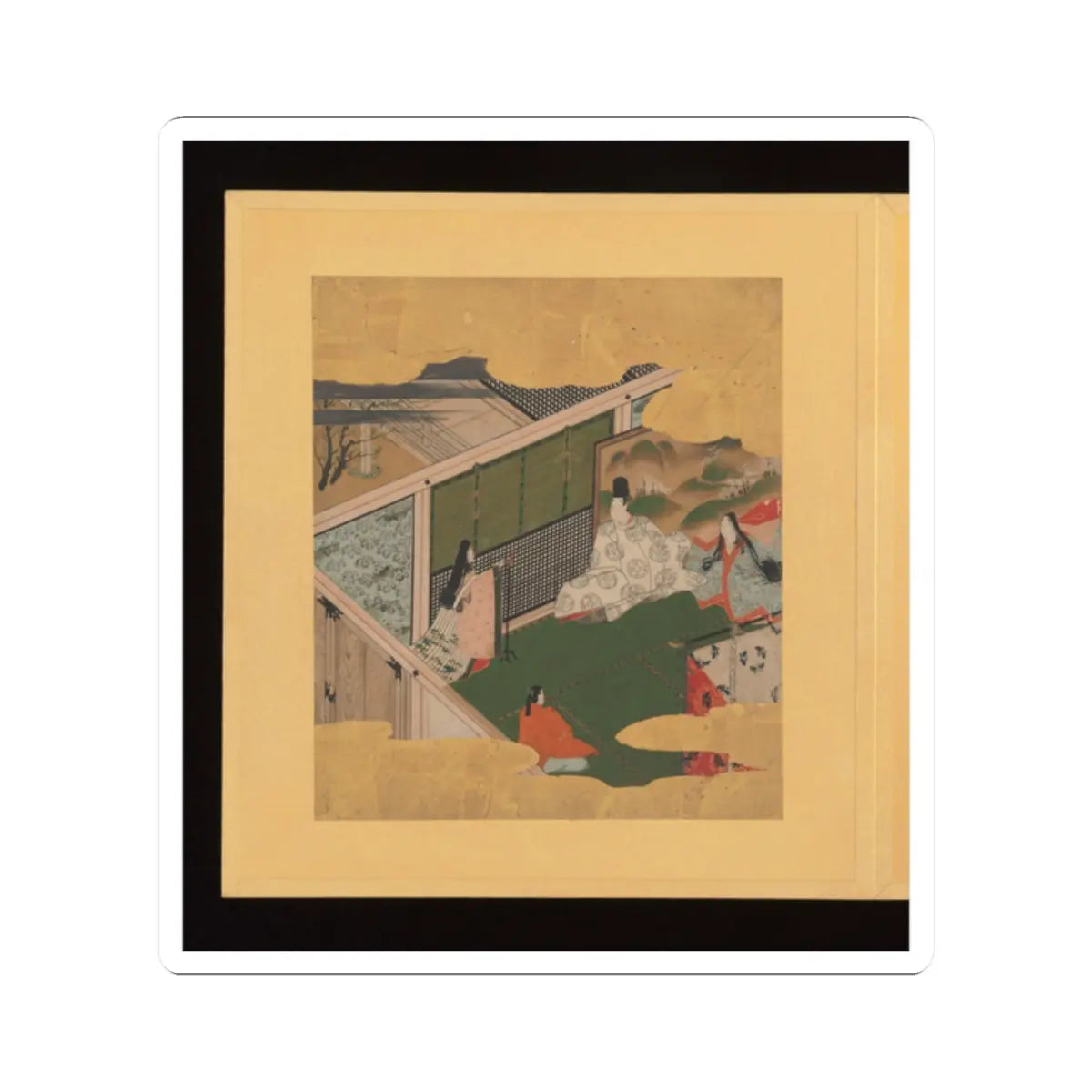 Tosa School - Scenes and Calligraphic Excerpts from The Tale of Genji - early 17th century v5 - STICKER Vinyl Kiss-Cut Decal