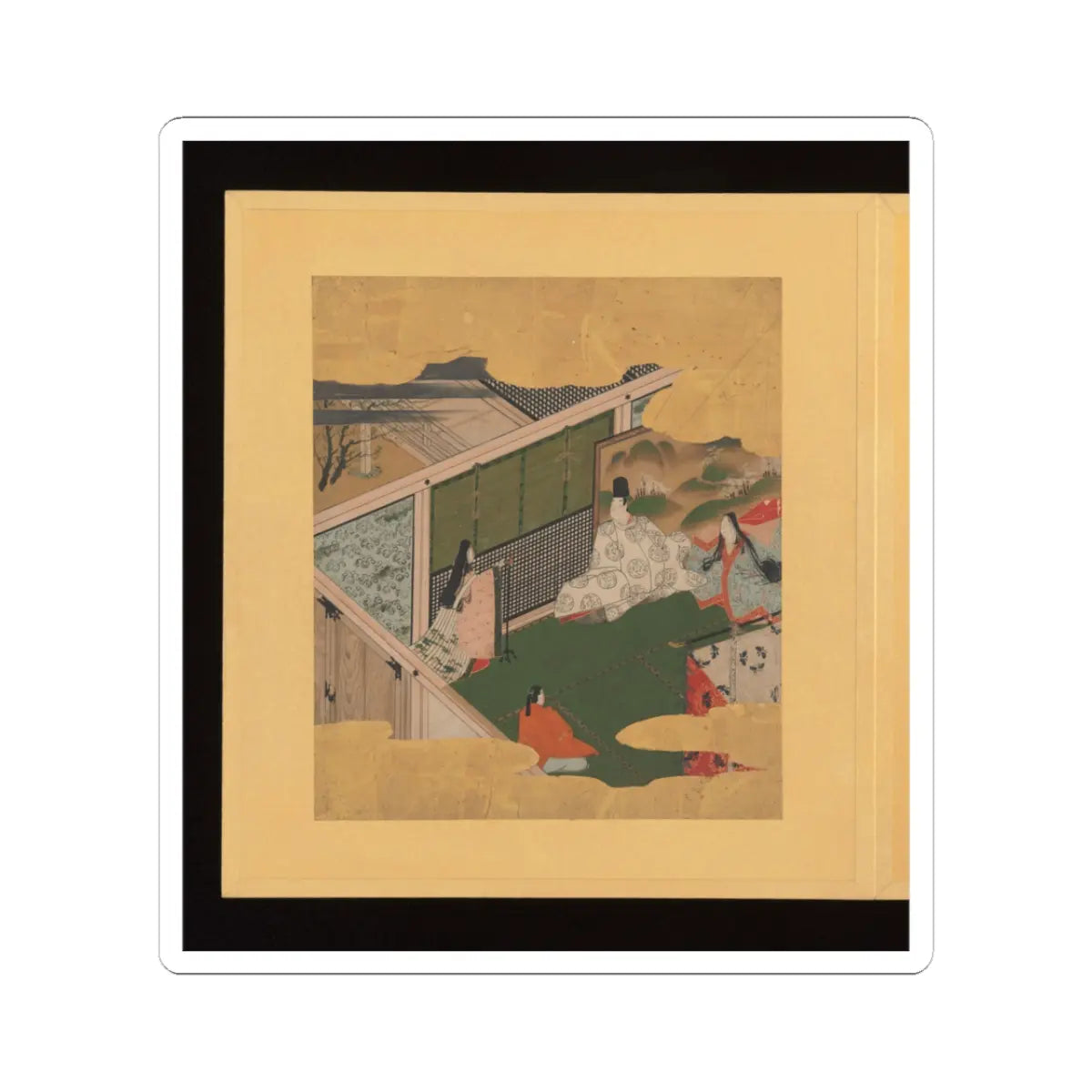 Tosa School - Scenes and Calligraphic Excerpts from The Tale of Genji - early 17th century v5 - STICKER Vinyl Kiss-Cut Decal