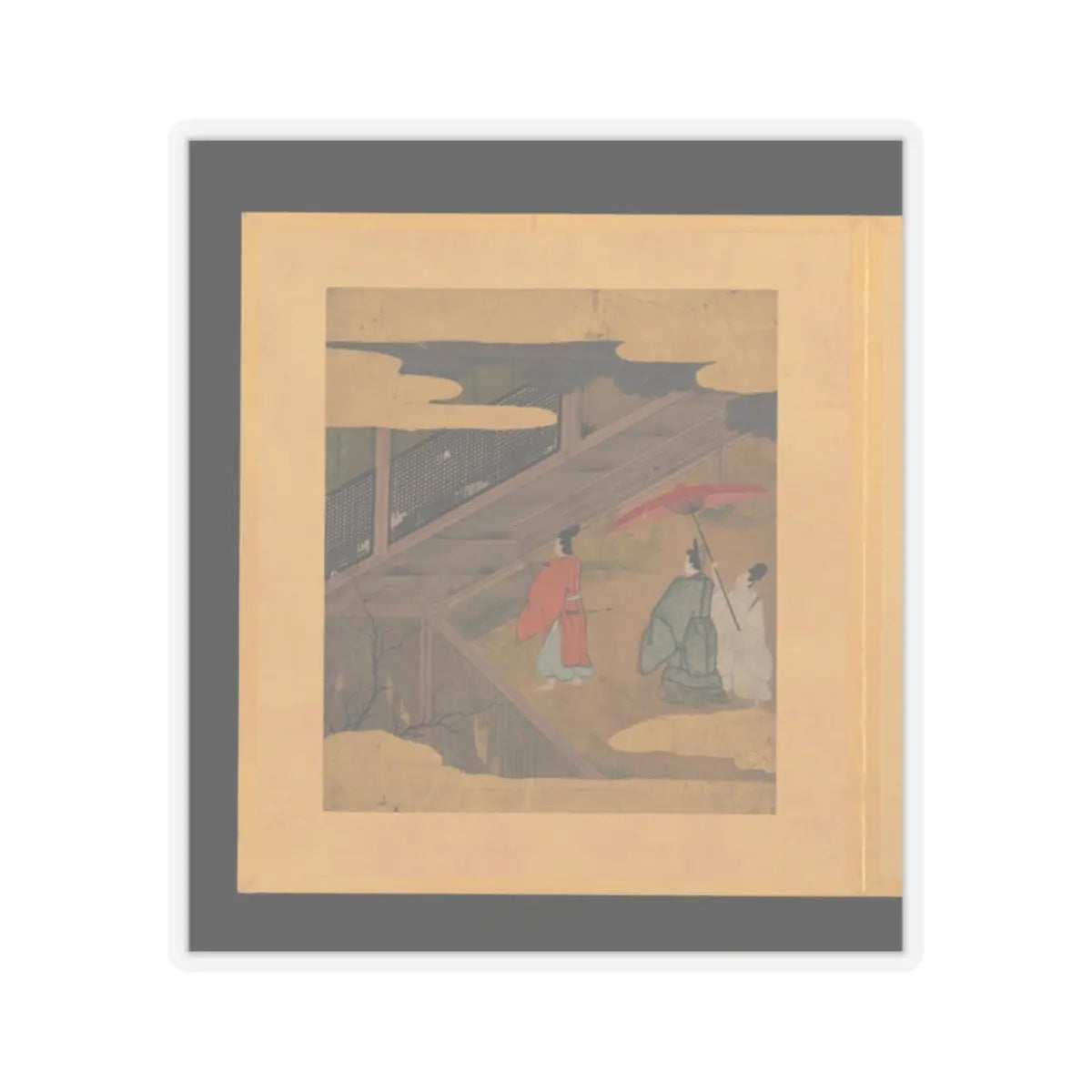 Tosa School - Scenes and Calligraphic Excerpts from The Tale of Genji - early 17th century v65 - STICKER Vinyl Kiss-Cut Decal