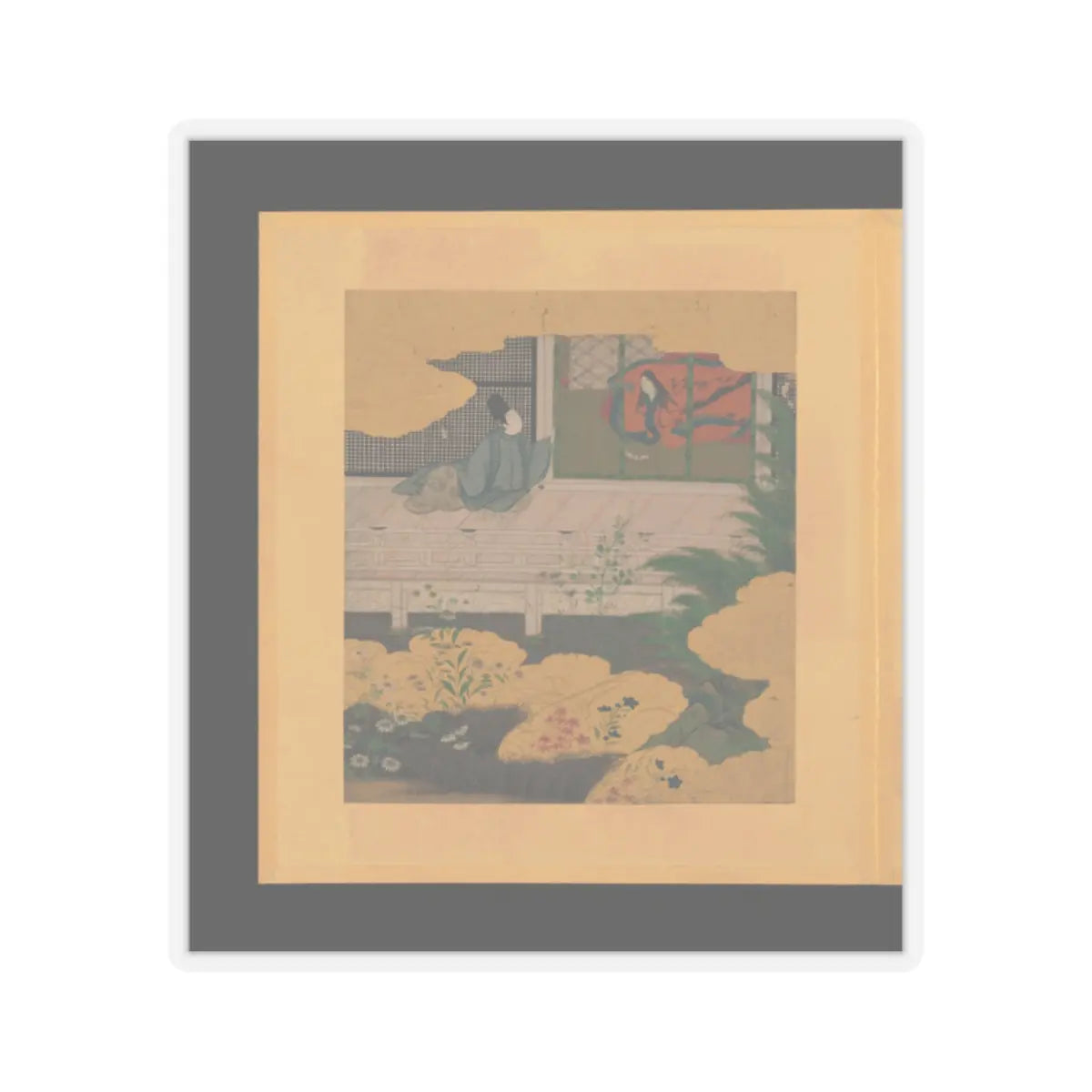 Tosa School - Scenes and Calligraphic Excerpts from The Tale of Genji - early 17th century v79 - STICKER Vinyl Kiss-Cut Decal