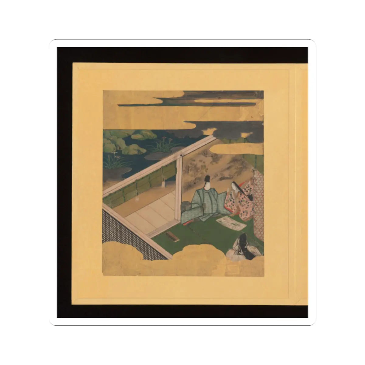 Tosa School - Scenes and Calligraphic Excerpts from The Tale of Genji - early 17th century v9 - STICKER Vinyl Kiss-Cut Decal